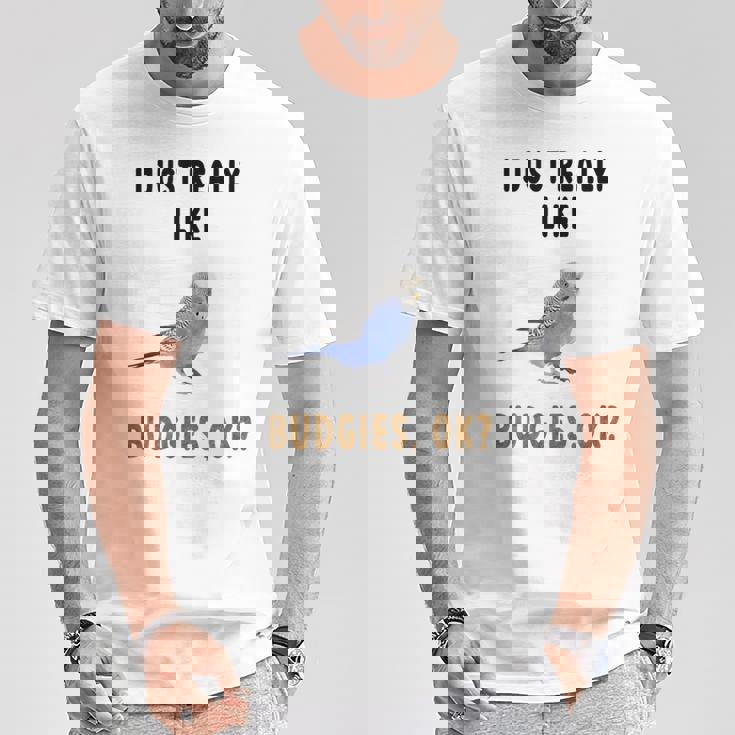 青いセキセイインコ、面白いことわざ、楽しい、セキセイインコ Tシャツ 面白い贈り物