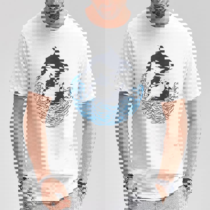 面白tシャツ シャチ 海 クジラ サメ おもしろ かわいい グッズ 服 ネタ メンズ オリジナル 夏 Tシャツ 面白い贈り物