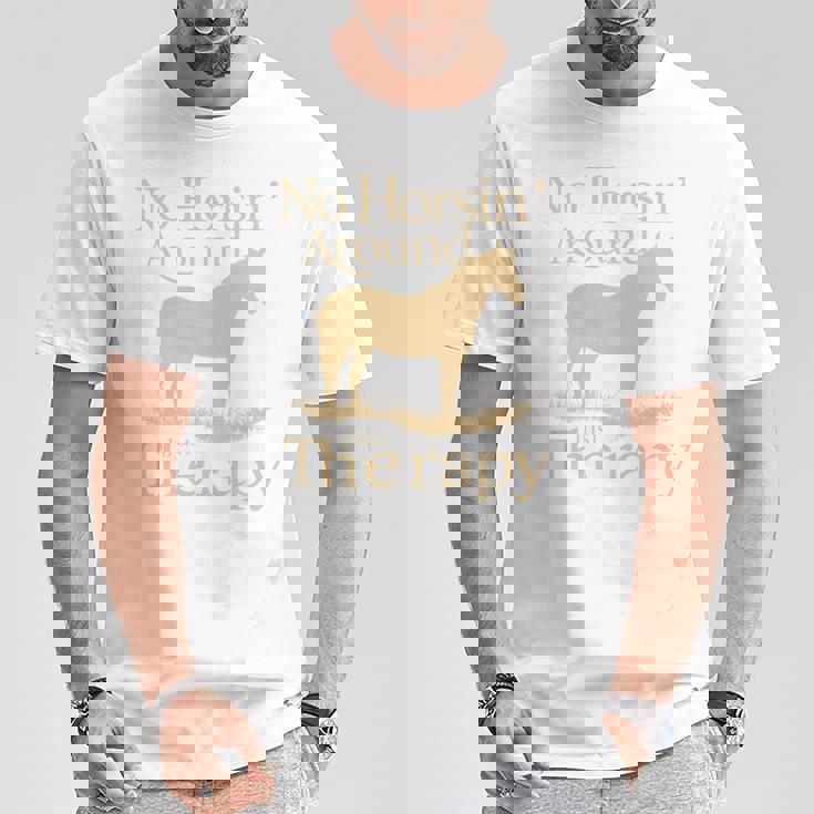 面白い 治療的 乗馬 馬 補助療法 ヒーリング 長袖tシャツ Tシャツ 面白い贈り物