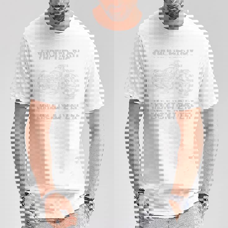 メンズ 面白い 白頭バイカーとあごひげバイク バックプリント Tシャツ 面白い贈り物