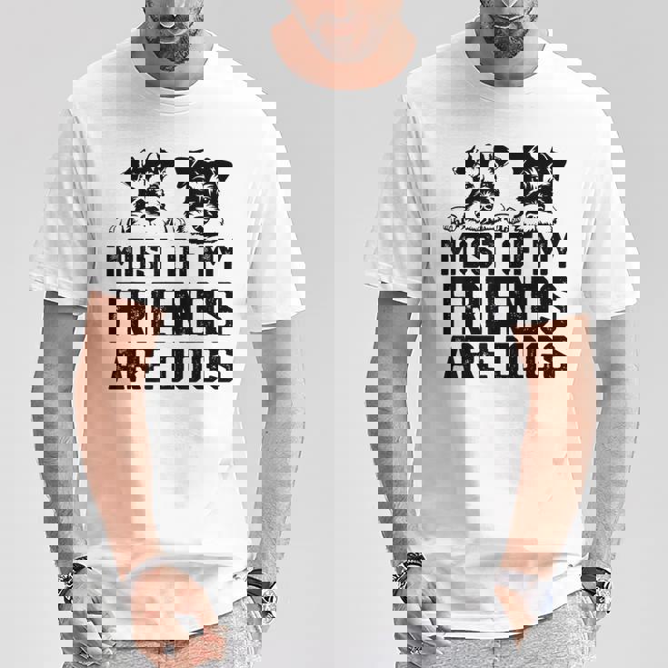 面白い 私の友達のほとんどは犬です ミニチュアシュナウザー Tシャツ 面白い贈り物