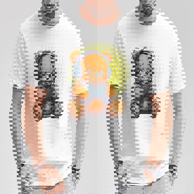 面白いゲームテディホールディングビデオゲームコントローラー。 長袖tシャツ Tシャツ 面白い贈り物