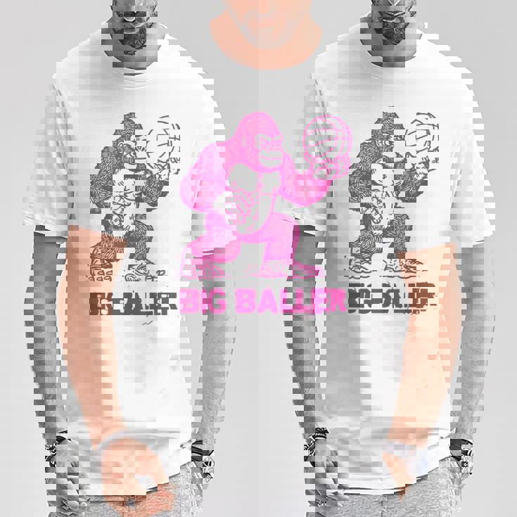 面白いゴリラ遊びバスケットボール ビッグボーラー マネースポーツ Tシャツ 面白い贈り物
