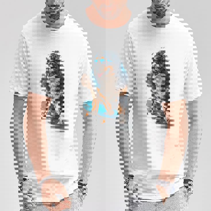 面白いスケートボード バーニーズマウンテンドッグ スケーター スケートグラフィック Tシャツ 面白い贈り物