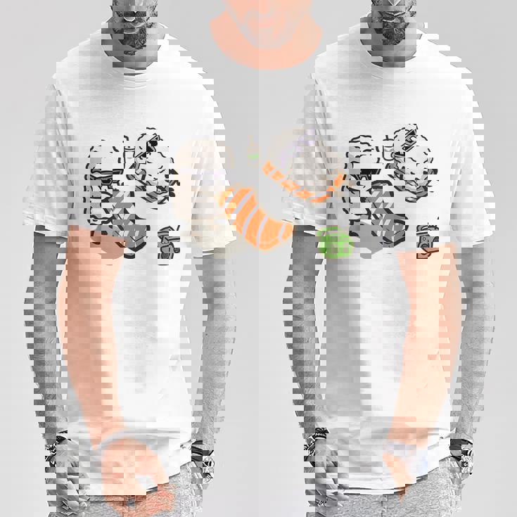面白い寿司 ビーチで日光浴 Tシャツ 面白い贈り物