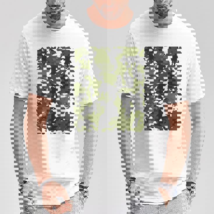 面白い猫のカモフラージュカモフラージュパターンペット猫 Tシャツ 面白い贈り物