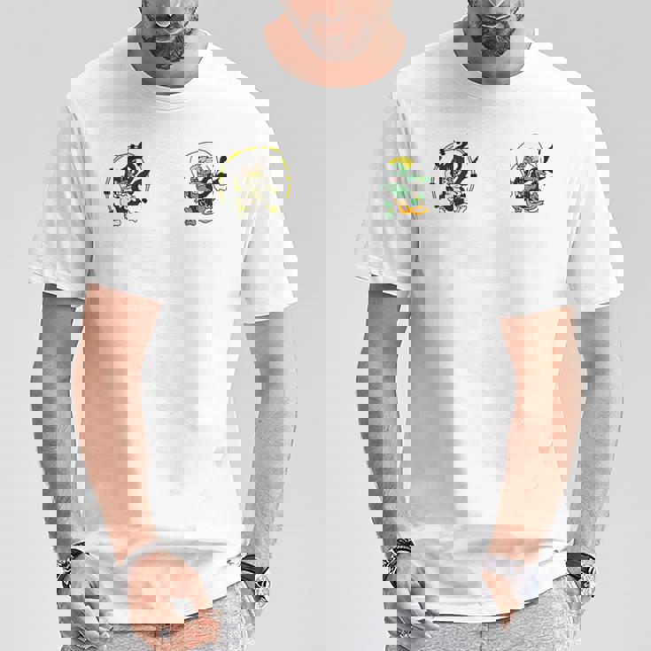 風神雷神 デフォルメ神キャラ ポップアートファッションデザイン 和風 Tシャツ 面白い贈り物