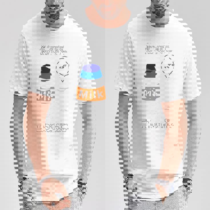 飲んでます。 I Love Milk 牛乳 ミルク びん ボトル カップ 健康 の イラスト 長袖tシャツ Tシャツ 面白い贈り物