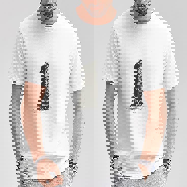 飼い主を見ているボーダーコリー 農場の犬 Tシャツ 面白い贈り物