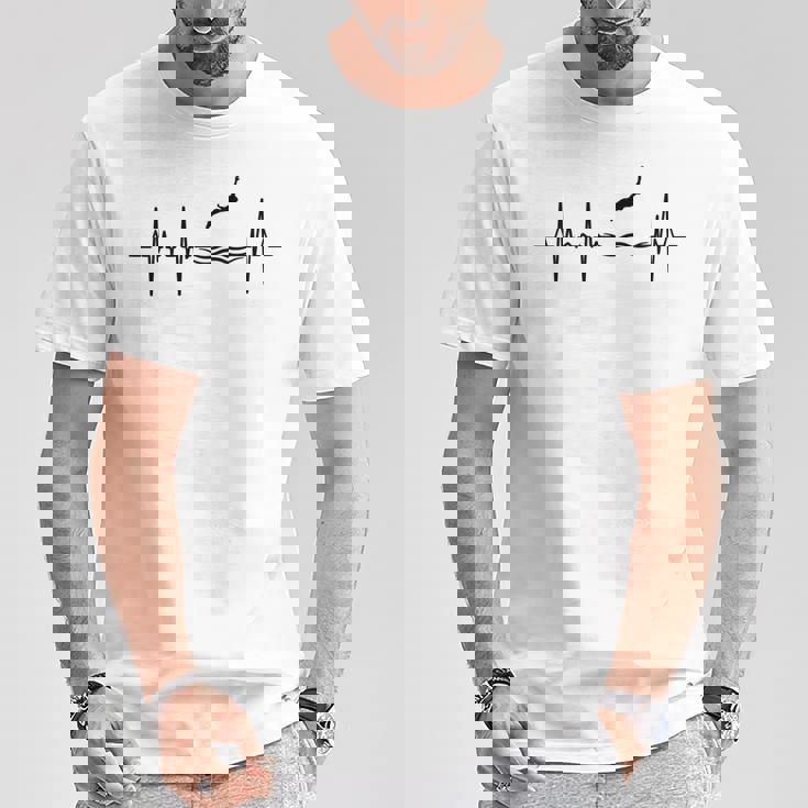 高飛び込みハートライン パルスライン 長袖tシャツ Tシャツ 面白い贈り物