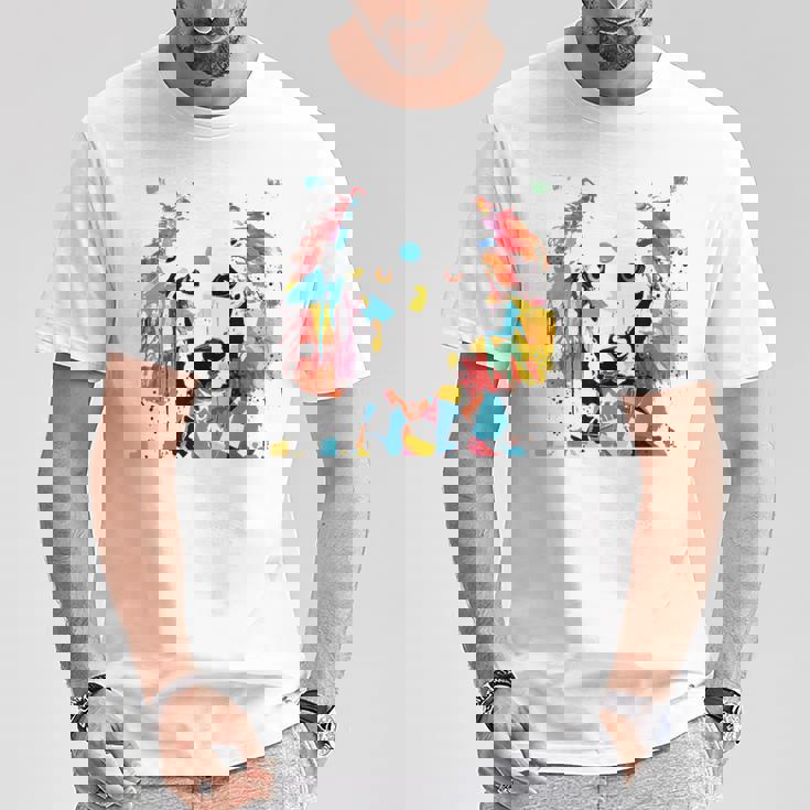 鮮やかな犬のアート スプラッシュカラー 抽象画 Tシャツ 面白い贈り物