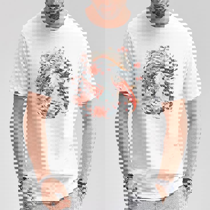 鯉 桜 長袖tシャツ Tシャツ 面白い贈り物