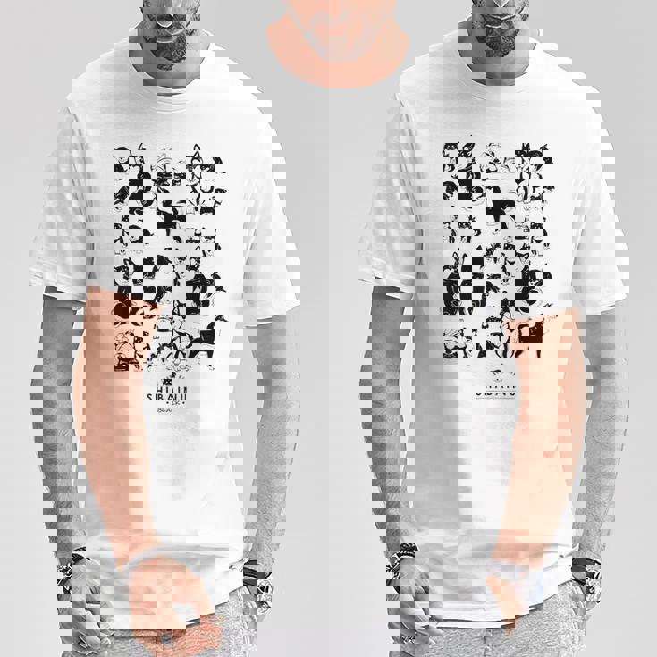 黒柴たくさん かわいい柴犬 柴犬イラスト Tシャツ 面白い贈り物