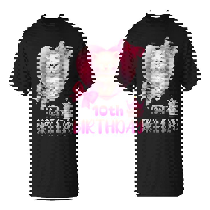 10歳の誕生日 ピンク かわいい 猫 Tシャツ
