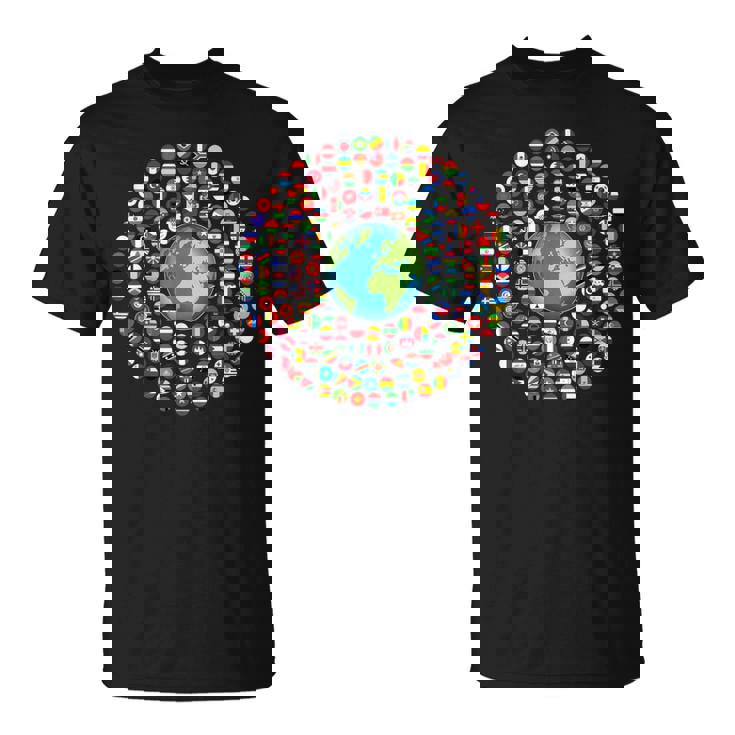 180 Banderas Banderas Del Mundo Mapa Del Mundo Con Banderas Camiseta unisex