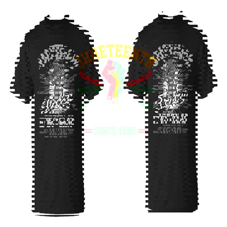 1865年以来、すべてのチェーンを破る 女性 男性 Junenth Freedom Tシャツ