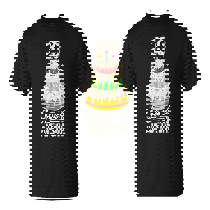 20 Years Of Awesome 20歳の誕生日ケーキ 大人用 Tシャツ