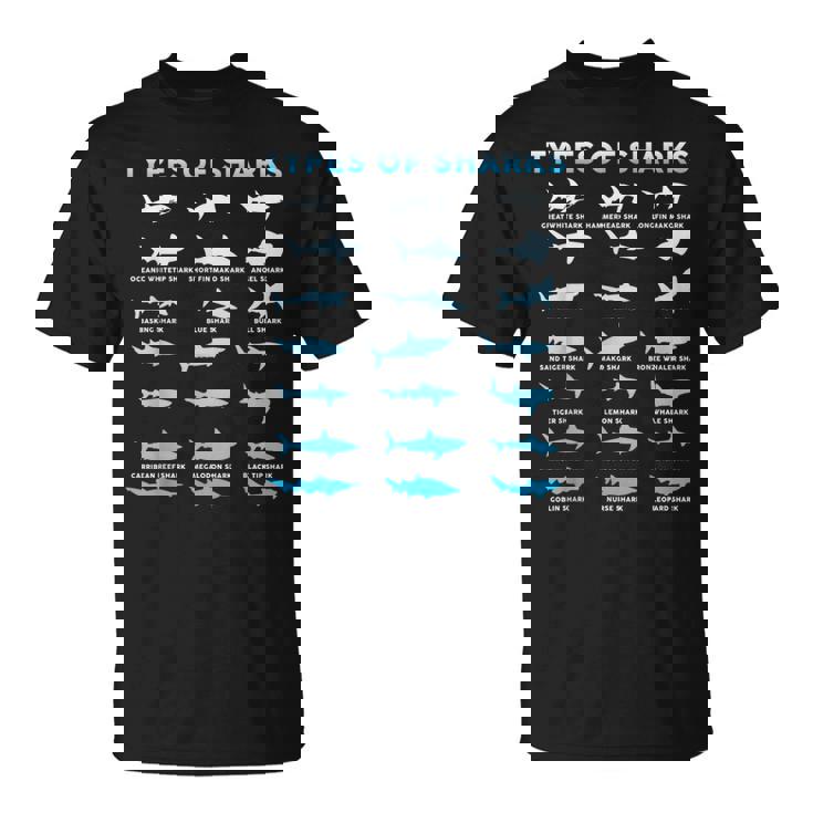 21種類のサメの海洋生物学者シャークtシャツ シャークtシャツ Tシャツ
