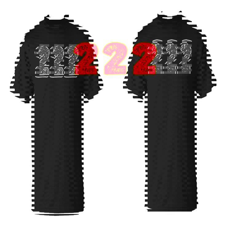 222 エンジェルナンバー Right Place Right Time Tシャツ