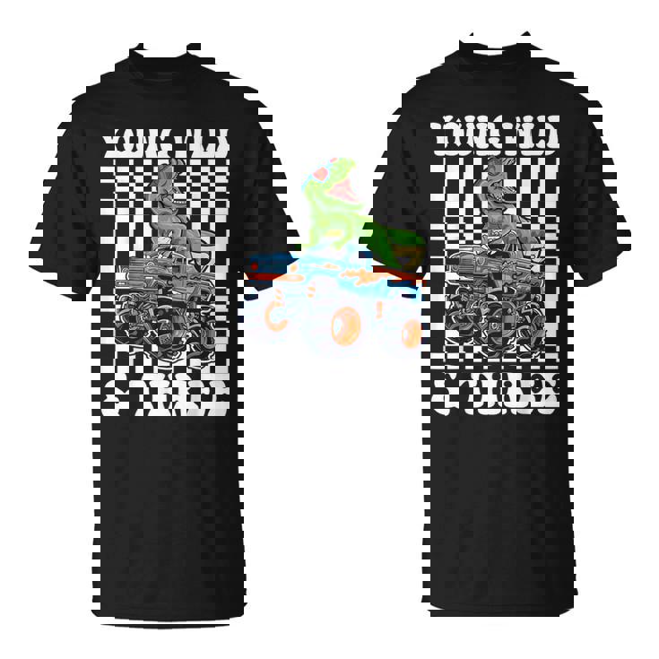 3Rd Birthday Monster Truck Young Wild And Three 3 Year Old T-Shirt 3Rd Birthday Monster Truck Young Wild And Three 3 Year Old T-Shirt