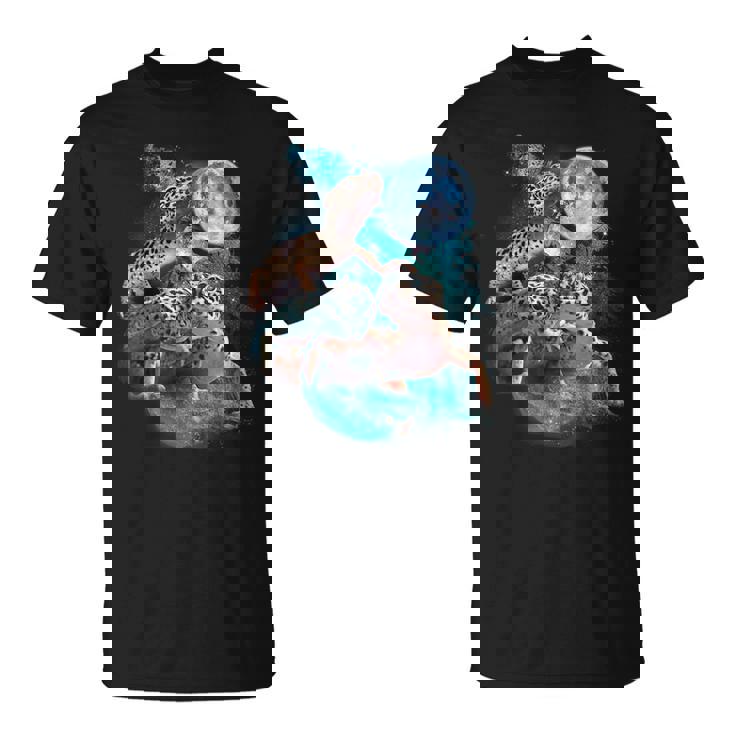 3ムーンヤモリ面白い爬虫類ヒョウトカゲヤモリアートノベルティ Tシャツ