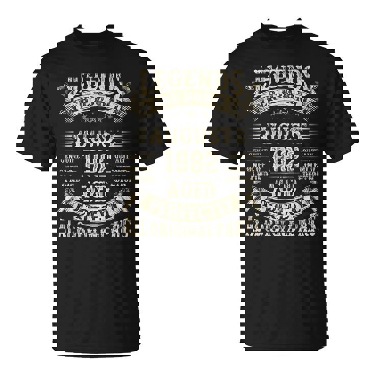 43歳の誕生日プレゼント 男性 43歳 誕生日 1982年8月 Tシャツ