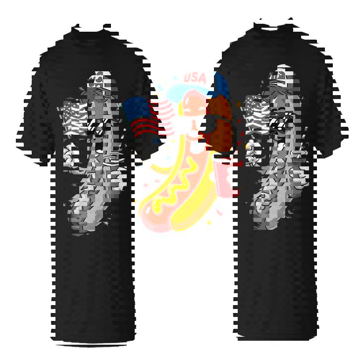 4Th Of July Hotdog Fourth Of July Patriotic Usa Flag T-Shirt