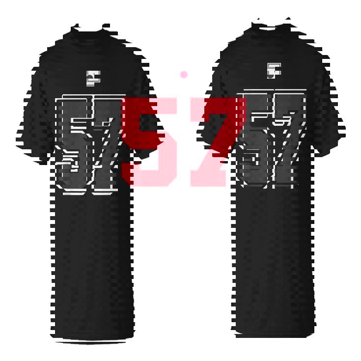 57 ナンバー カレッジスタイル ヴィンテージ 赤 白 日本国旗 Tシャツ