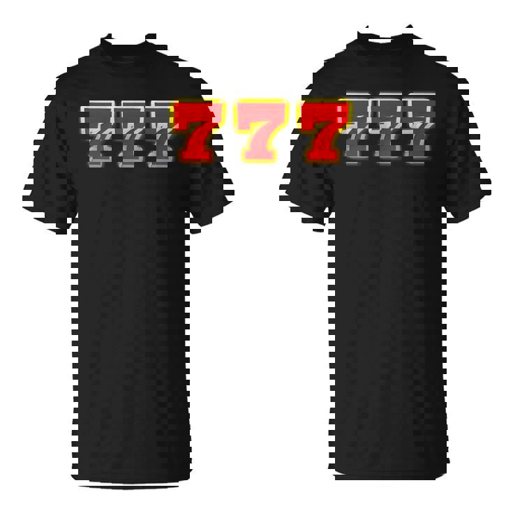 777 スリーセブン【スロット カジノ ラッキー7】数字 文字 シンプル デザイン Tシャツ