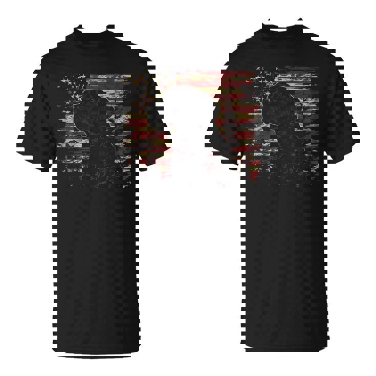 7月4日 アメリカ国旗 愛国心が強いラブラドールレトリバー犬 Tシャツ