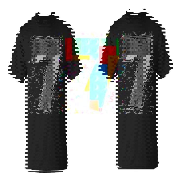 7歳 ブロック 建物 マスタービルダー 7歳の誕生日 男の子 Tシャツ