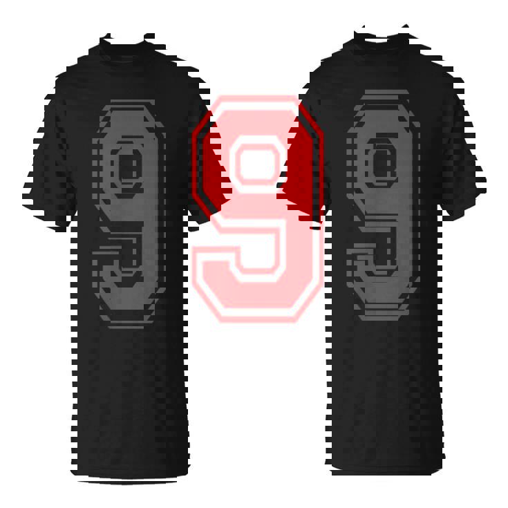 9番のスポーツスタイル。赤。 Tシャツ