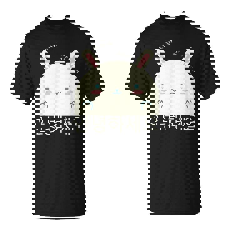 Annyeonghaseyo 笑うかわいいウサギ ハングル 韓国語アルファベット Tシャツ