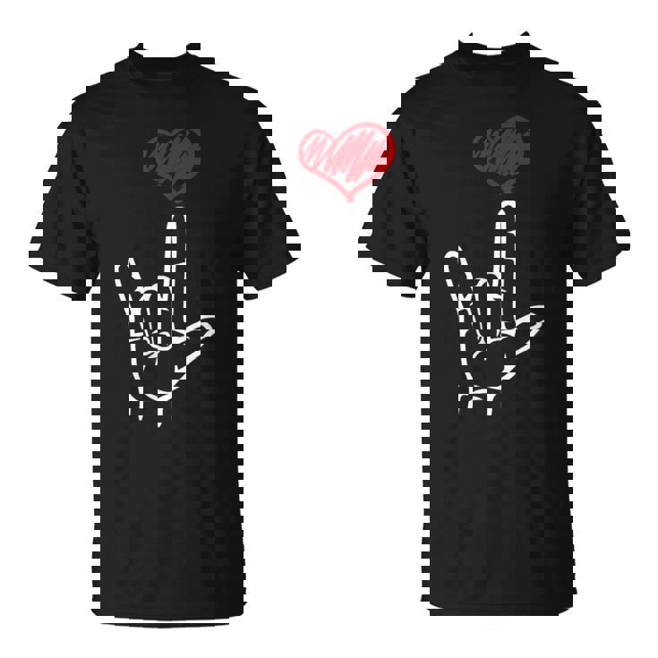 Asl I Love You Hand Heart アメリカ手話 Tシャツ
