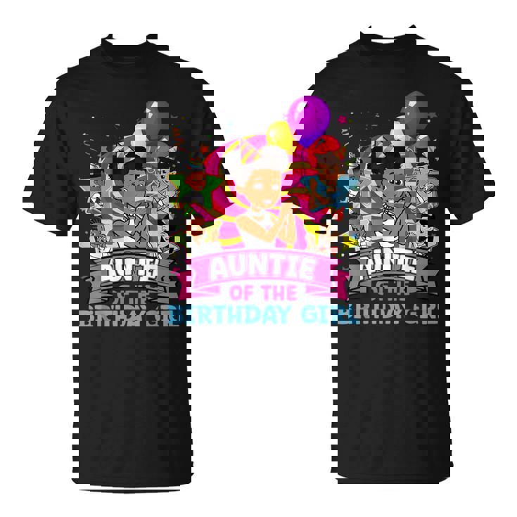 Auntie The Birthday Girl Party Pink Doll Family Decorations T-Shirt