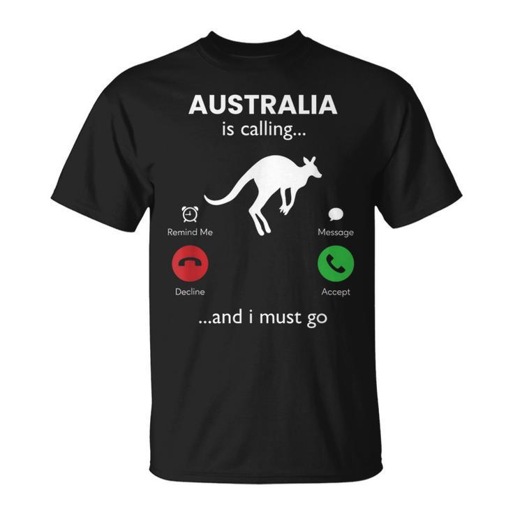 Australia Está Llamando Australia Divertida Camiseta unisex