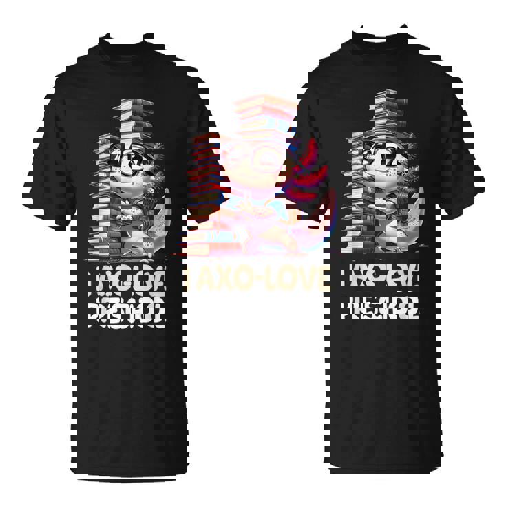 I Axo Love Presschool Axolotl 新学期読書 Tシャツ