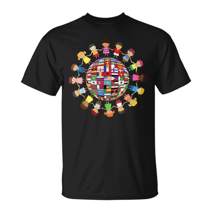 Banderas Del Mundo Cultural Diversidad Niños Alrededor Del Mundo Camiseta unisex