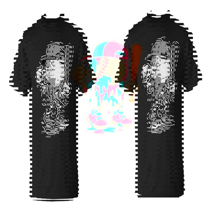 Baseball Drip For Boys Ice Cream Drip Baseball T-Shirt
