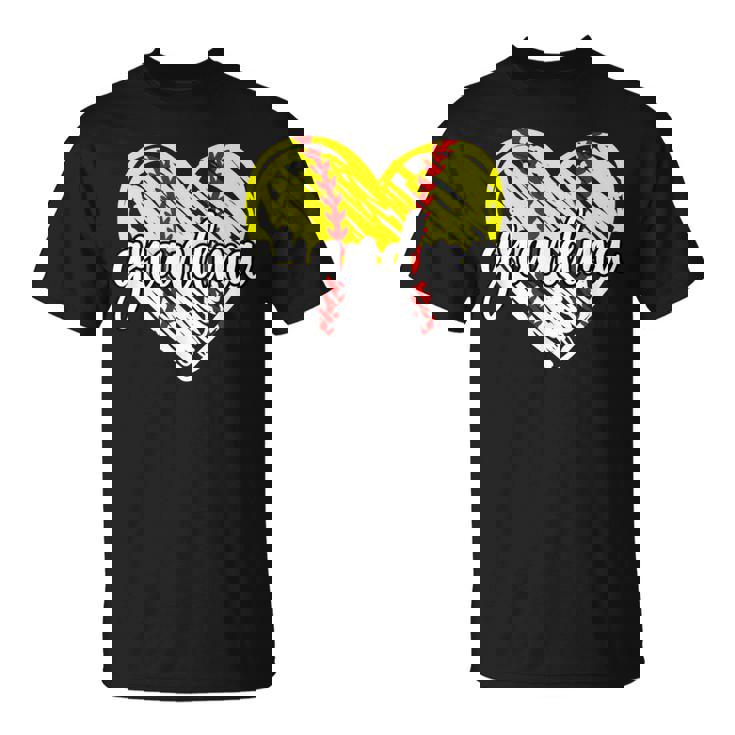 Baseball Softball Grandma Heart Softball Baseball Grandma T-Shirt