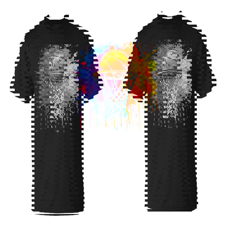 Basketball Colorful Drip Graphic T-Shirt