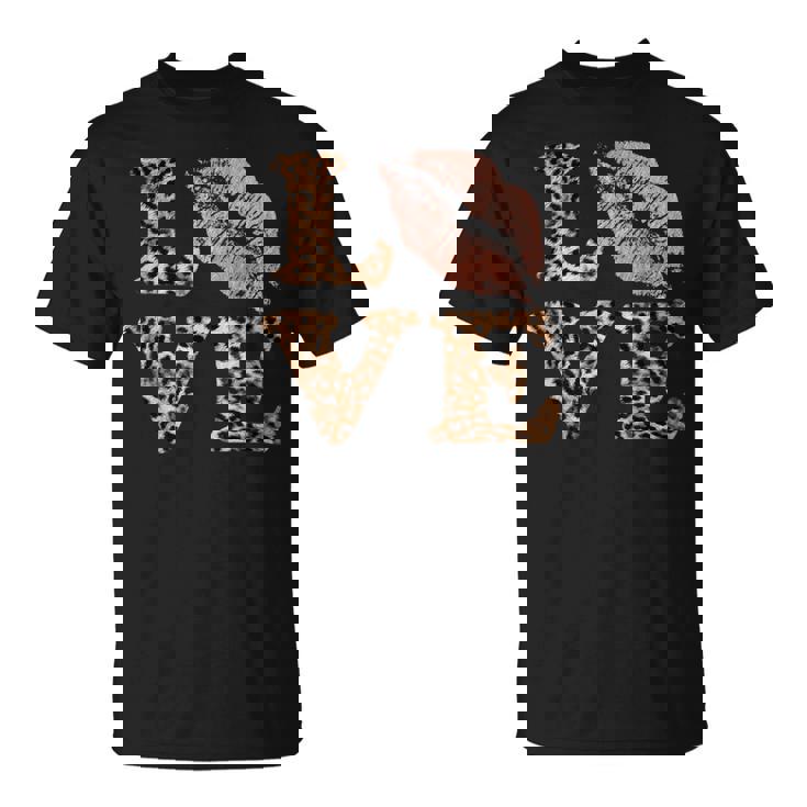 Big Lips Love ヒョウ柄 文字 ピンク 唇 バレンタイン ラブ Tシャツ