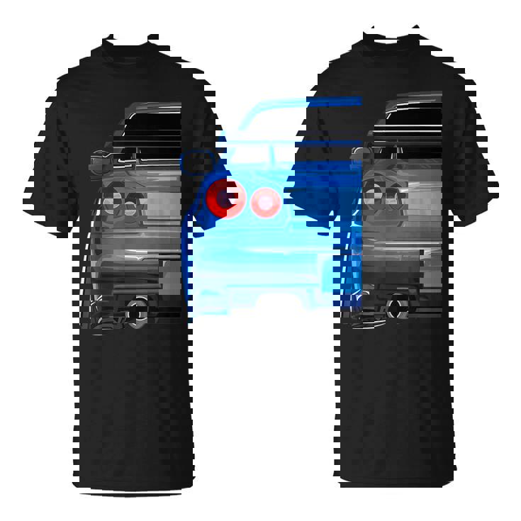 Blue Gt R 34 Jdm スカイラインスタンス カー ドリフトレーシング Tシャツ