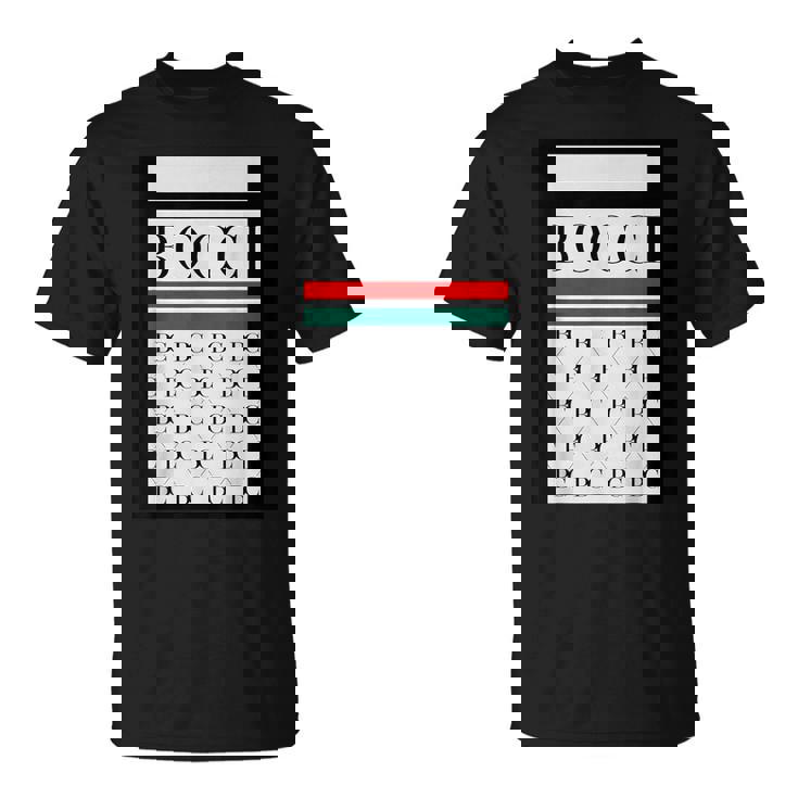 Bocci ぼっち ロゴ 総柄 緑 赤 イタリア国旗風【変なデザイン屋さん】陰キャ オタク ブランド パロディ 面白 Tシャツ