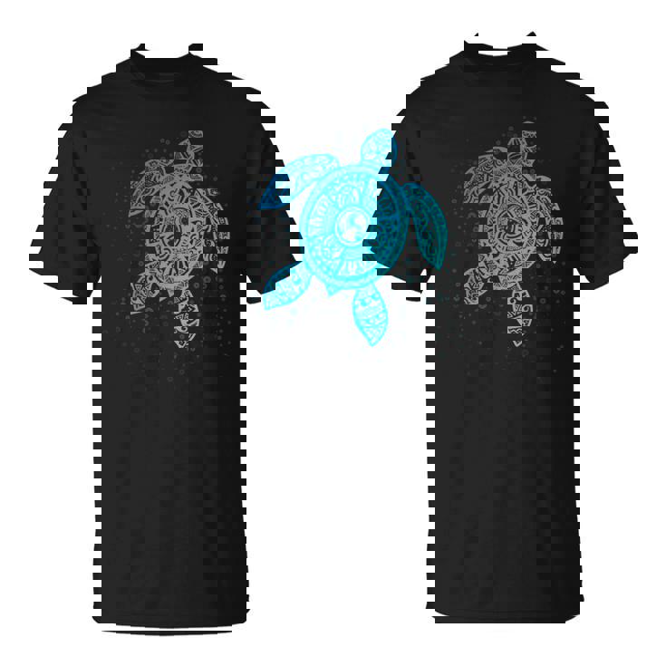Boho Tiki ティールウミガメ 気泡付き 亀 Tシャツ