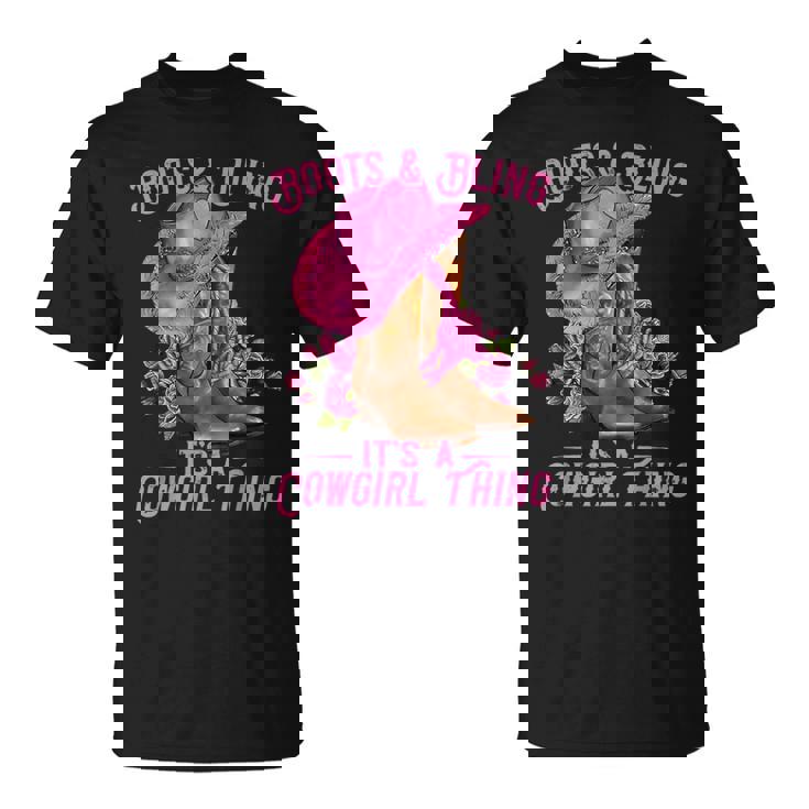 Boots And Bling It's A Cowgirl Thing Western Rodeo Cowgirl T-Shirt