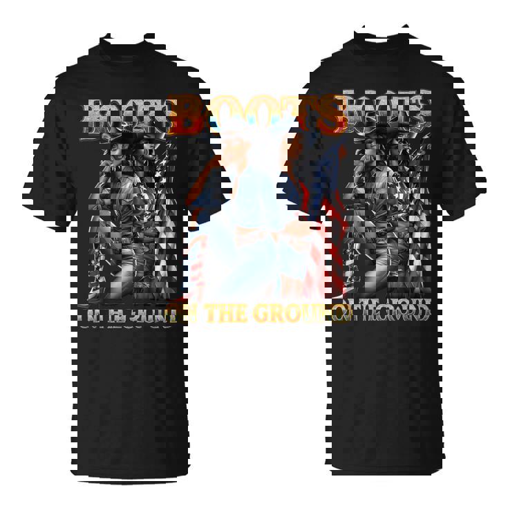 Boots On The Ground 4Th Of July All American Girl Cowgirl T-Shirt
