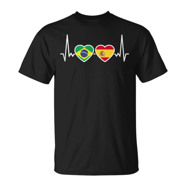 Brasil España Latido Bandera Español Brasileño In Mangas Camiseta unisex