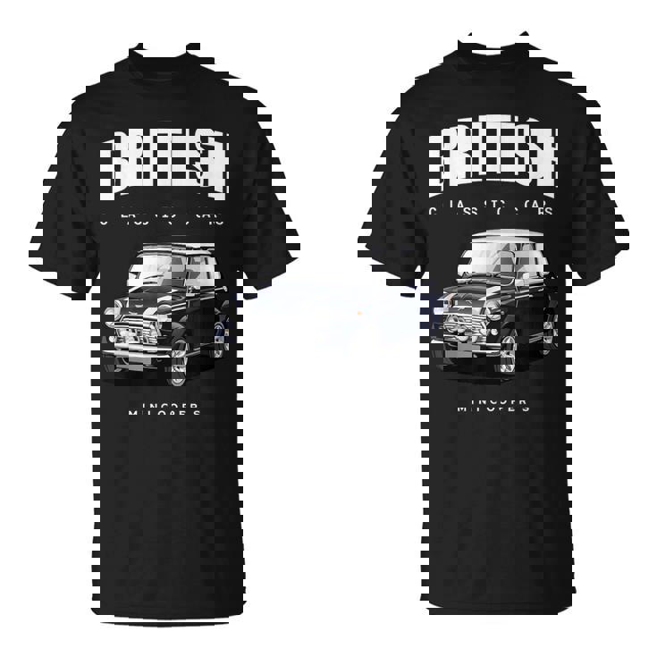 British Classic Car ダークブルー ミニスポーツカー Tシャツ
