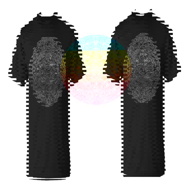 Calendario Aztecaol Mexicano Rainbow Camiseta unisex